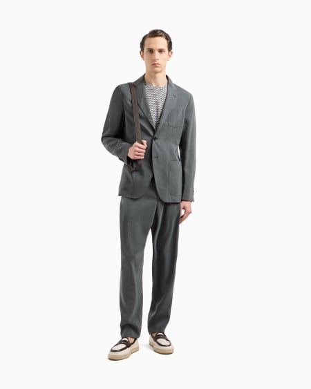 A|x Armani Exchange Washed Silk-blend Single-pleat Trousers