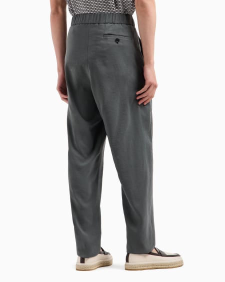 A|x Armani Exchange Washed Silk-blend Single-pleat Trousers