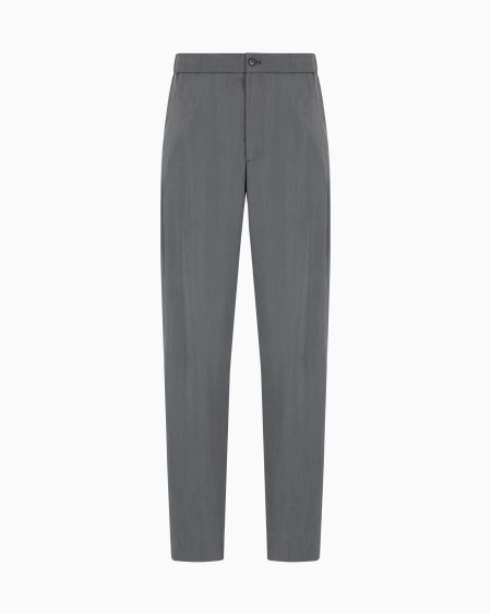 a|x armani exchange Washed silk-blend single-pleat trousers