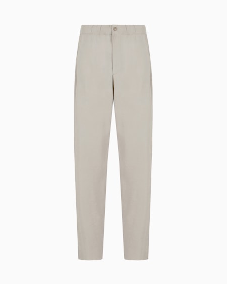 a|x armani exchange Washed silk-blend single-pleat trousers