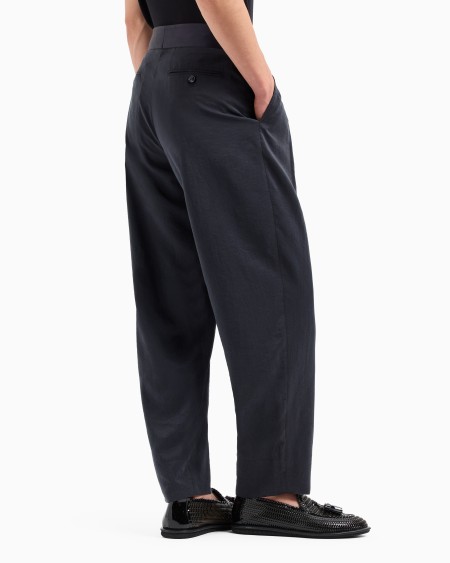 A|x Armani Exchange Washed Silk-blend Two-pleat Trousers