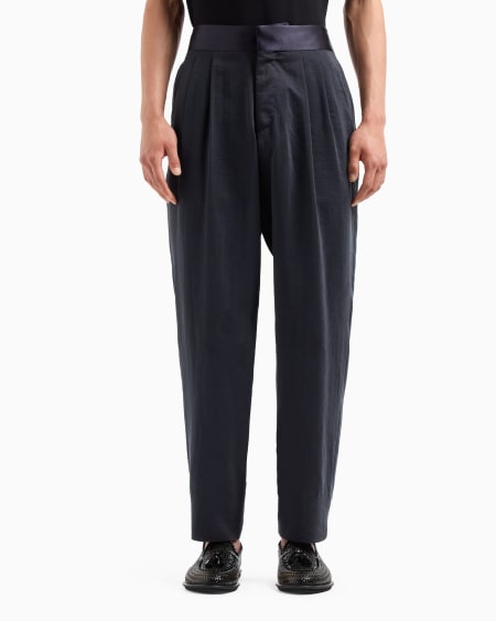 A|x Armani Exchange Washed Silk-blend Two-pleat Trousers