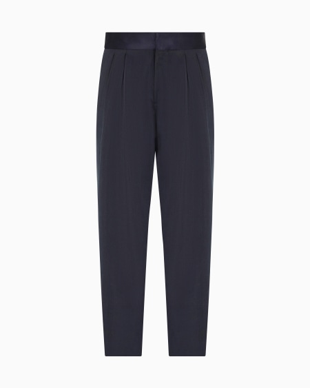 a|x armani exchange Washed silk-blend two-pleat trousers