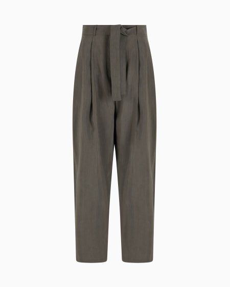 a|x armani exchange Washed silk single-dart trousers