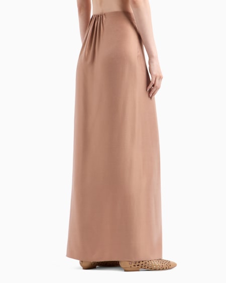 A|x Armani Exchange Washed Viscose And Silk Long Skirt