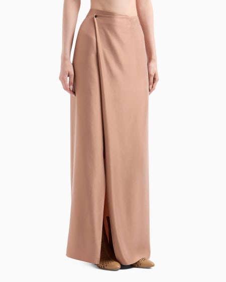 A|x Armani Exchange Washed Viscose And Silk Long Skirt