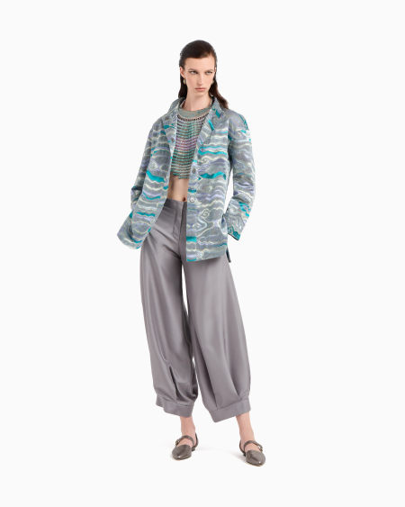 A|x Armani Exchange Wide-leg Trousers In Checked Brushed Linen