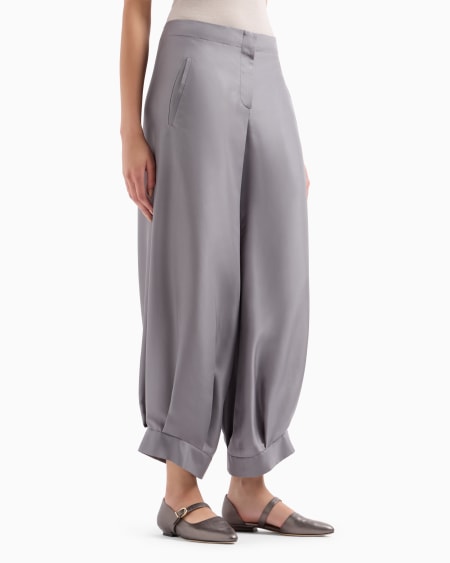 A|x Armani Exchange Wide-leg Trousers In Checked Brushed Linen