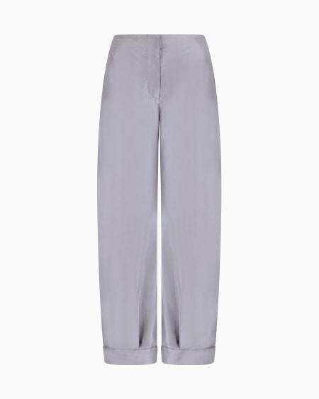 a|x armani exchange Wide-leg trousers in checked brushed linen