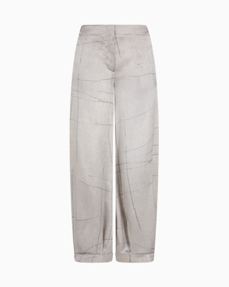 a|x armani exchange Wide-leg trousers in printed silk satin