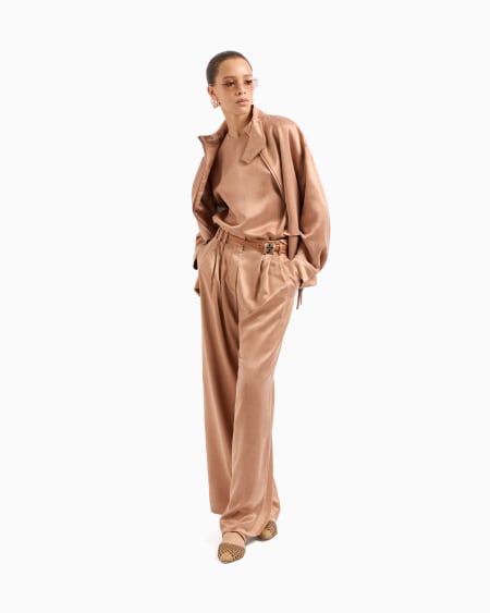 A|x Armani Exchange Wide-leg Viscose And Cupro Trousers