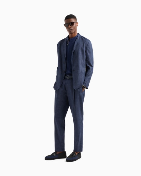 A|x Armani Exchange Wool And Silk Canvas Single-breasted Jacket