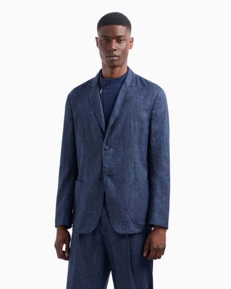 A|x Armani Exchange Wool And Silk Canvas Single-breasted Jacket