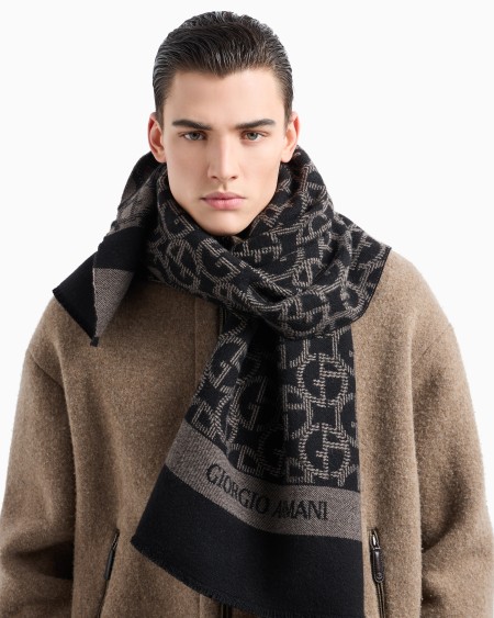A|x Armani Exchange Wool Scarf With Jacquard Monogram