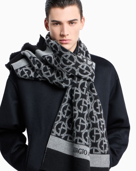 A|x Armani Exchange Wool Scarf With Jacquard Monogram