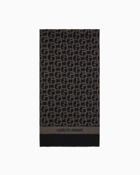 a|x armani exchange Wool scarf with jacquard monogram