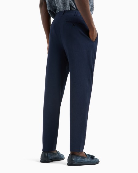 A|x Armani Exchange Wool Seersucker Double-pleat Trousers