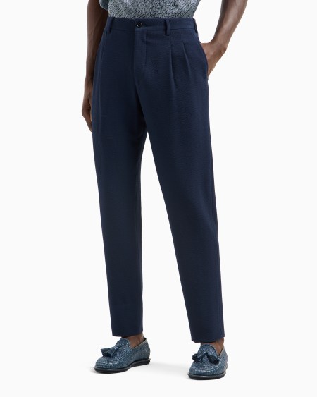 A|x Armani Exchange Wool Seersucker Double-pleat Trousers