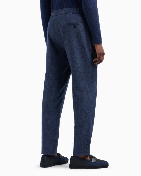 A|x Armani Exchange Wool Silk And Linen Canvas Single-pleat Trousers