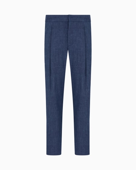a|x armani exchange Wool silk and linen canvas single-pleat trousers