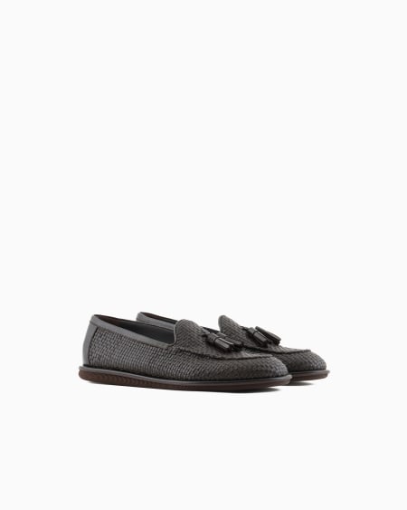 A|x Armani Exchange Woven Nappa Leather Loafers With Tassels