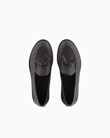 A|x Armani Exchange Woven Nappa Leather Loafers With Tassels