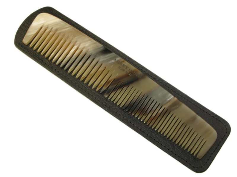 abbeyhorn 6 1/2" Horn Comb & Leather Case