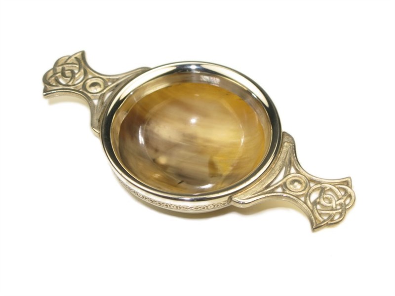 abbeyhorn Cow Horn Quaich - Pewter Handles - Small