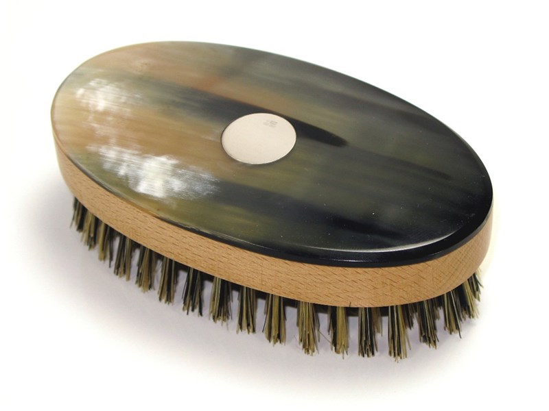abbeyhorn Oval Hair Brush with Silver Disc