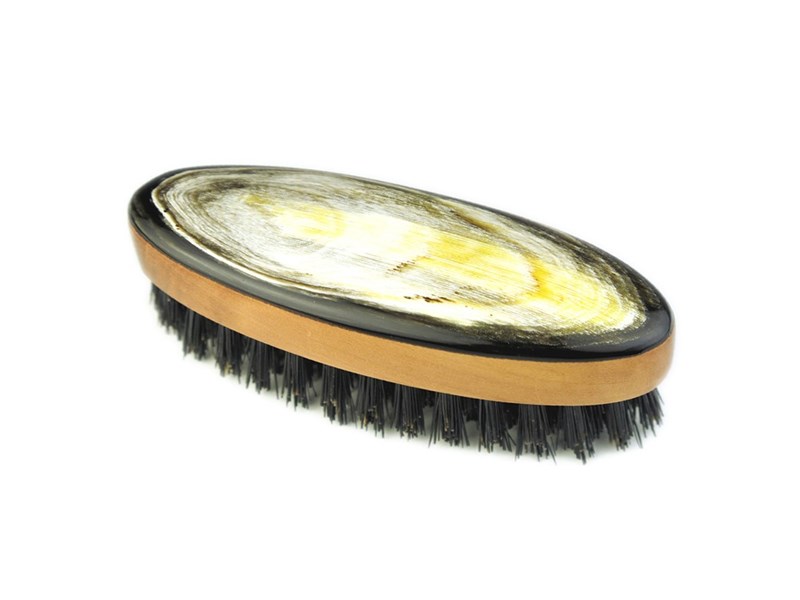 abbeyhorn Oval Pearwood & Horn Beard Brush