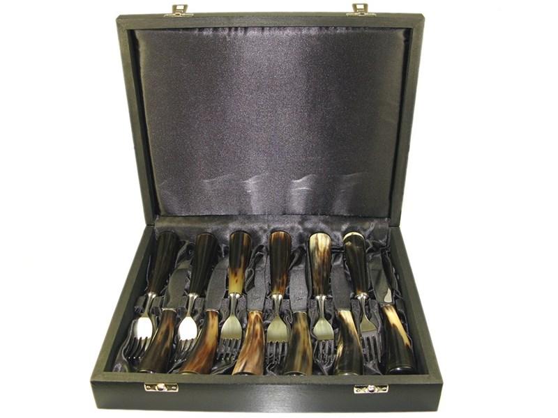 abbeyhorn Steak Knives & Forks - Cow Horn - Set of Six