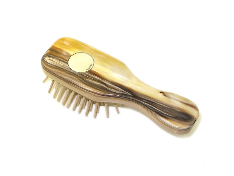 abbeyhorn Beechwood & Horn Pocket Hairbrush with Silver Disc