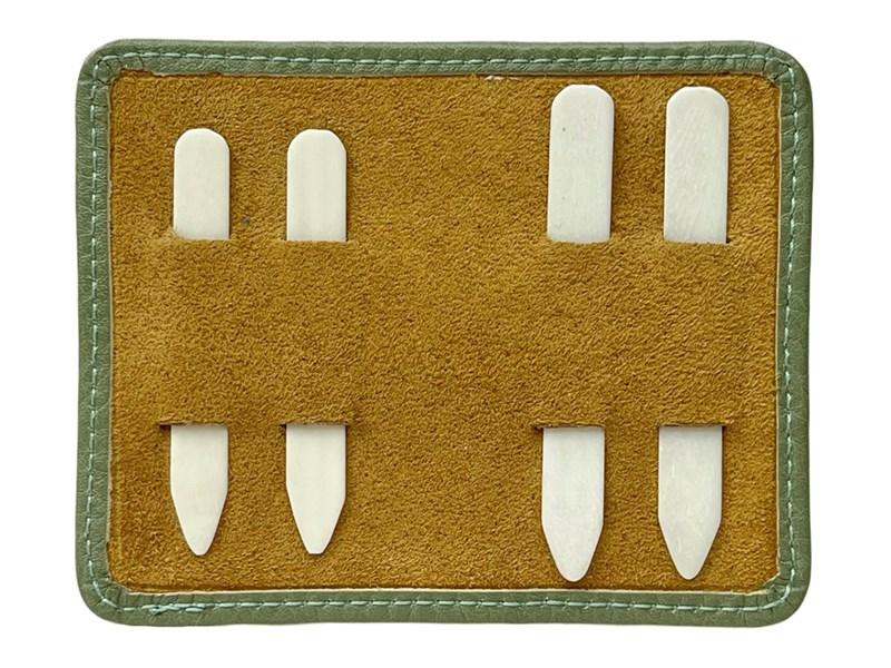 abbeyhorn Bone Collar Stiffeners with Green Leather Pouch