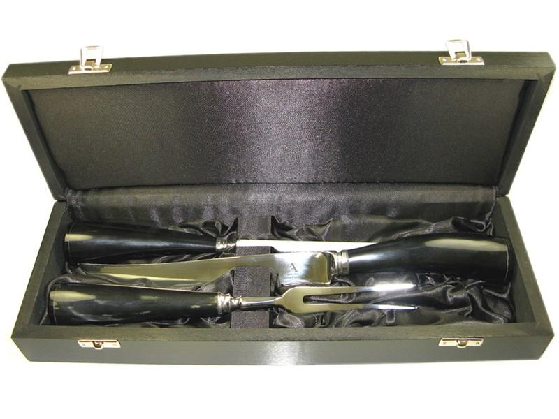 abbeyhorn Boxed Three Piece Polished Cow Horn Handle Carver Set
