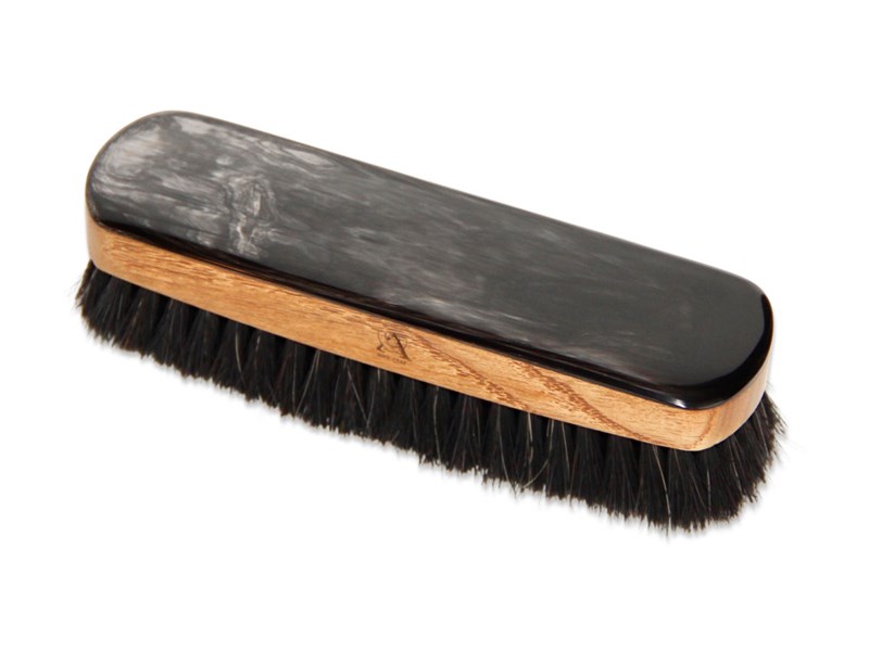 abbeyhorn Horn Backed Rectangular Shoe Brush - Oak - Medium - Dark Bristles