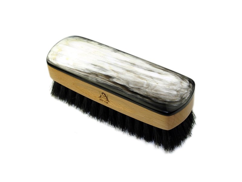 abbeyhorn Horn Backed Rectangular Shoe Brush - Small - Dark Bristles