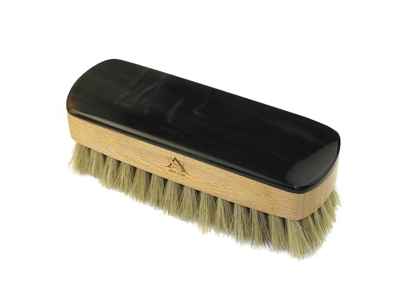 abbeyhorn Horn Backed Rectangular Shoe Brush - Small - Light Bristles