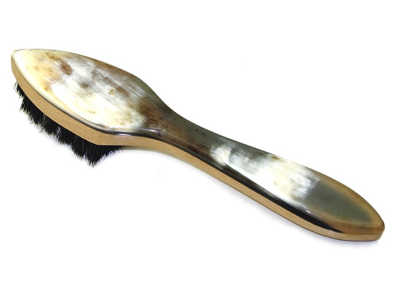 abbeyhorn Horn Backed Shoe Polish Applicator - Dark Bristles