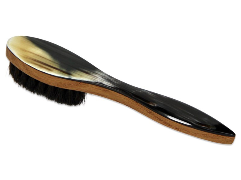 abbeyhorn Horn Backed Shoe Polish Applicator - Oak - Dark Bristles