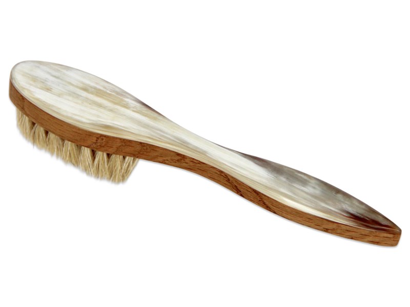 abbeyhorn Horn Backed Shoe Polish Applicator - Oak - Light Bristles