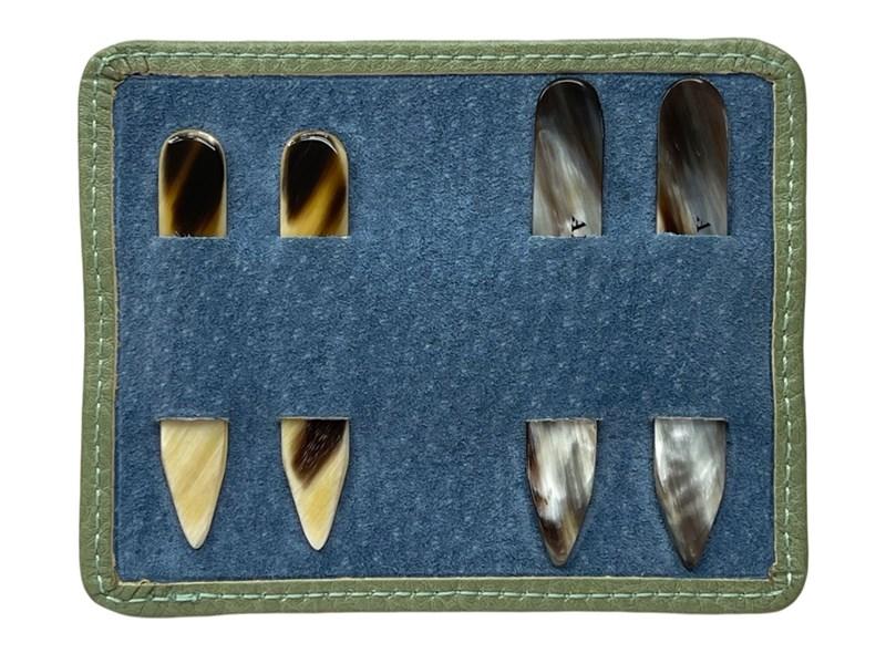 abbeyhorn Horn Collar Stiffeners with Green Leather Pouch