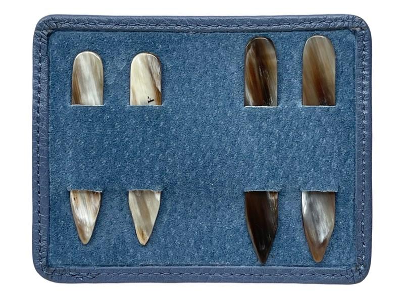 abbeyhorn Horn Collar Stiffeners with Navy Leather Pouch