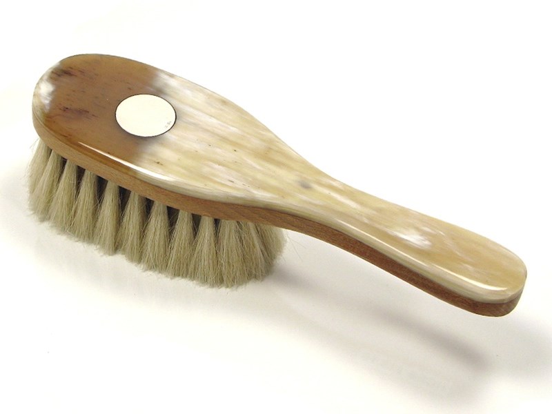 abbeyhorn Horn & Goat Hair Baby Brush with Silver Disc