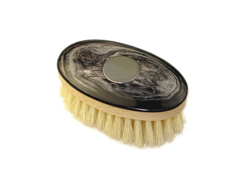 abbeyhorn Horn & Pig Bristle Face Brush with Silver Disc