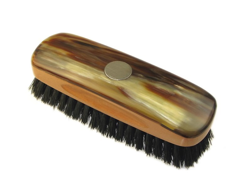 abbeyhorn Small Rectangular Cow Horn Backed Clothes Brush With Silver Disc