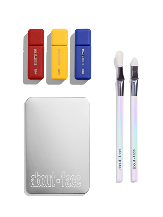 about face brushes + palette + primaries