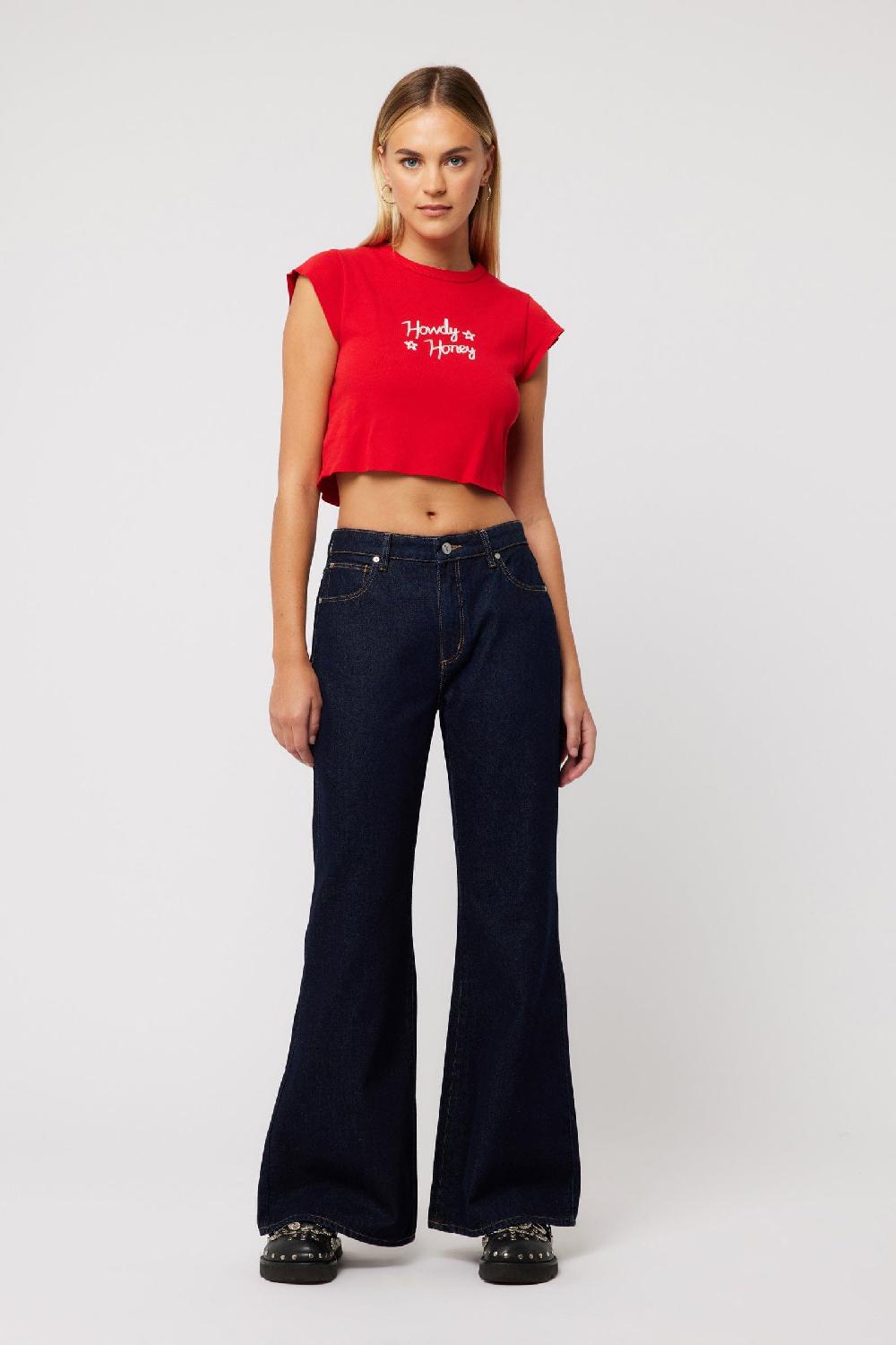 Abrand 90's Rib Cut Off Tee Red