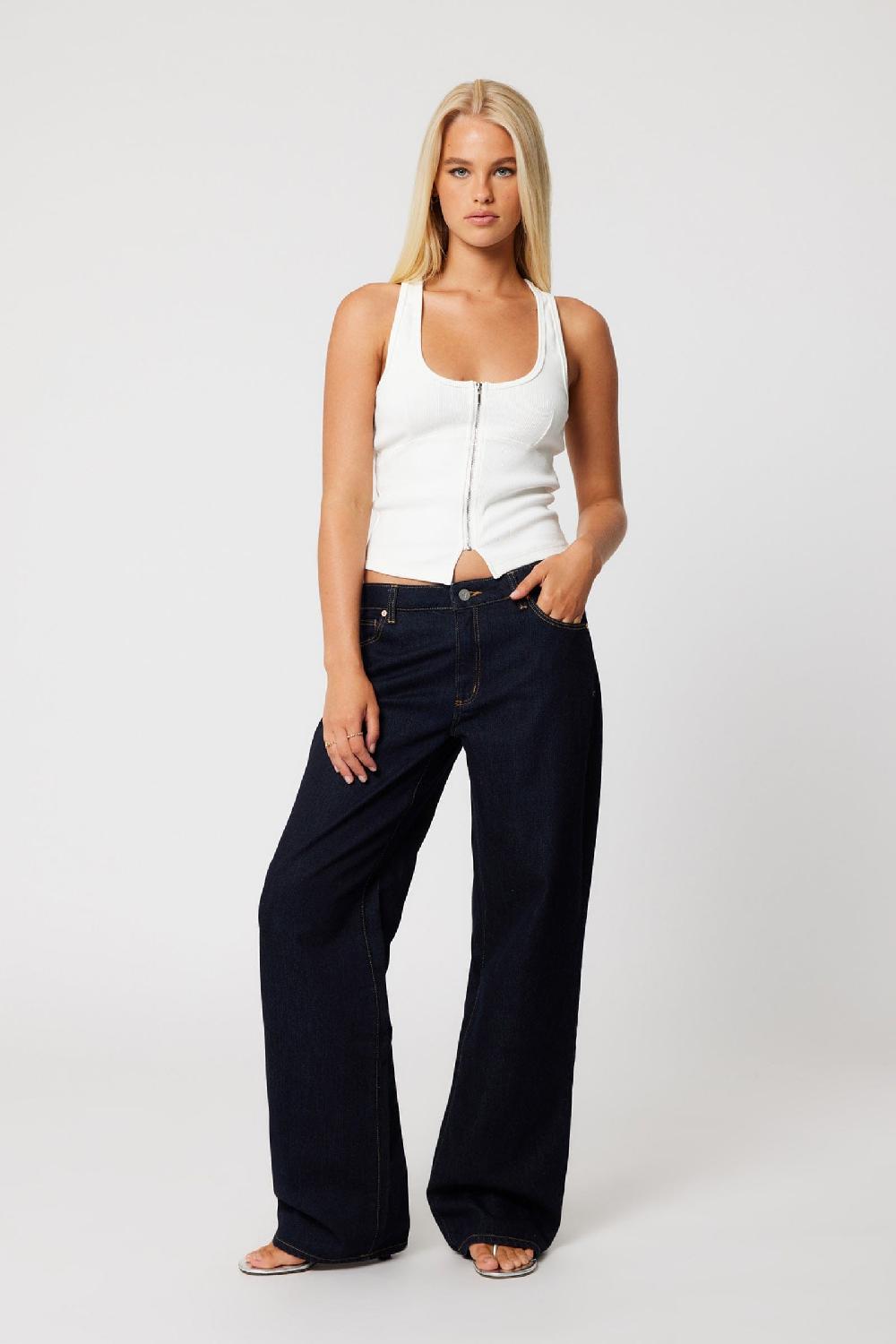 Abrand Addison Racer Top White Sand