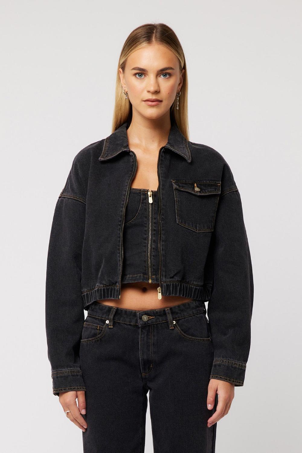 Abrand Denim Bomber Jacket Cara