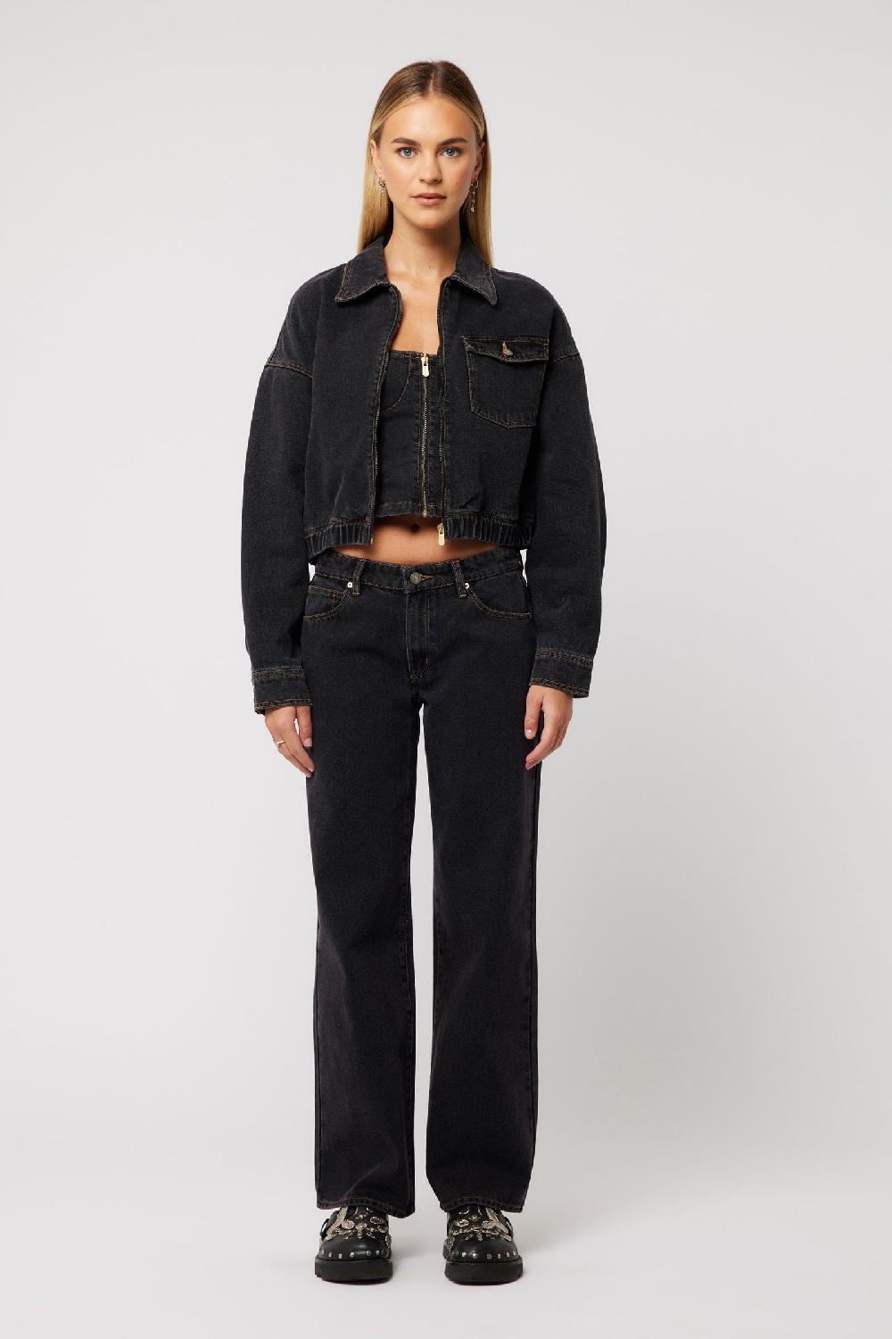 Abrand Denim Bomber Jacket Cara